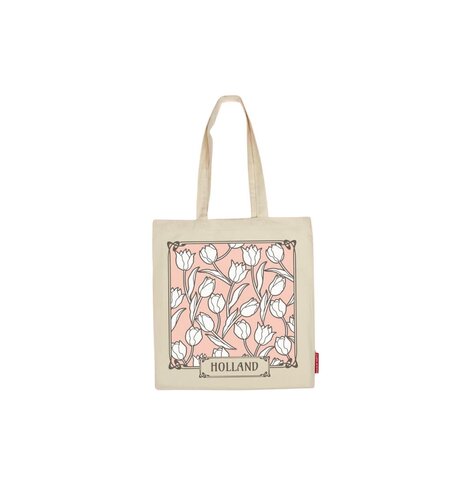 Tulips Holland White/Pink Bag 100% Cotton Shopping Bag