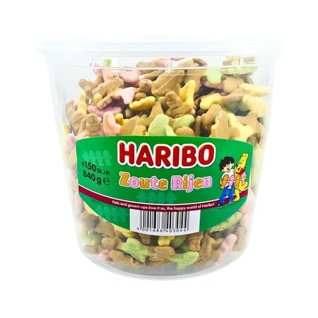 Haribo Zoute Rijen Salty Rows 840 gram Tub