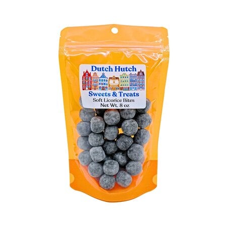 Dutch Hutch Soft  Licorice  Caramel Bites  8 oz By Lonka   Q