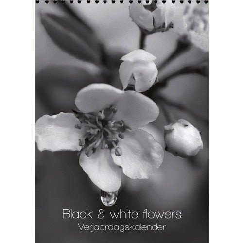 Calendars Black & White Flowers Birthday Calendar 7x9.8 Calendars Black & White Flowers Birthday Calendar 7x9.8