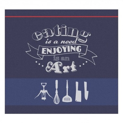 DDDDD DDDDD Eating & Enjoying Blue design tea towel -Discontinued Pattern DDDDD DDDDD Eating & Enjoying Blue design tea towel -Discontinued Pattern