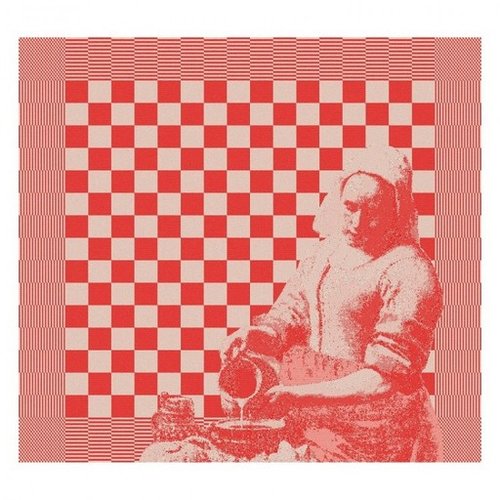 DDDDD DDDDD The Milk Maid tea towel Red DDDDD DDDDD The Milk Maid tea towel Red