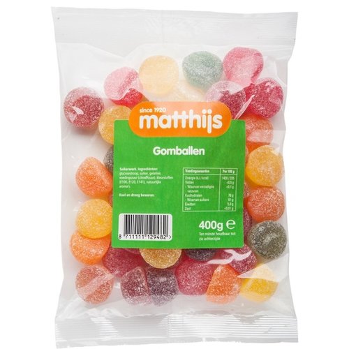 Matthijs Matthijs Jelly Fruits Gomballen 14 oz Bag 400g Matthijs Matthijs Jelly Fruits Gomballen 14 oz Bag 400g