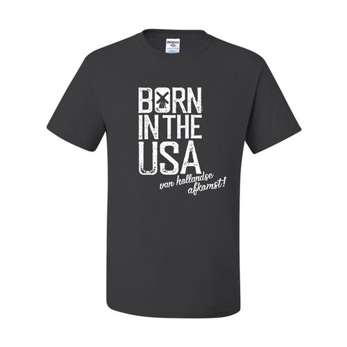 Born in USA with Dutch Descent Charcoal Gray T-Shirt Adult-Large Born in USA with Dutch Descent Charcoal Gray T-Shirt Adult-Large