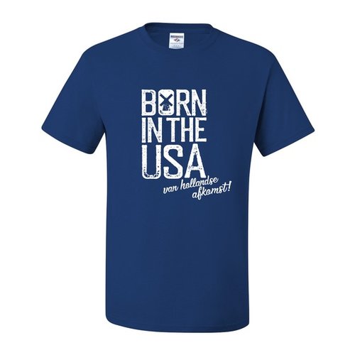 Born in USA with Dutch Descent Retro Blue T-Shirt Adult X Large Born in USA with Dutch Descent Retro Blue T-Shirt Adult X Large
