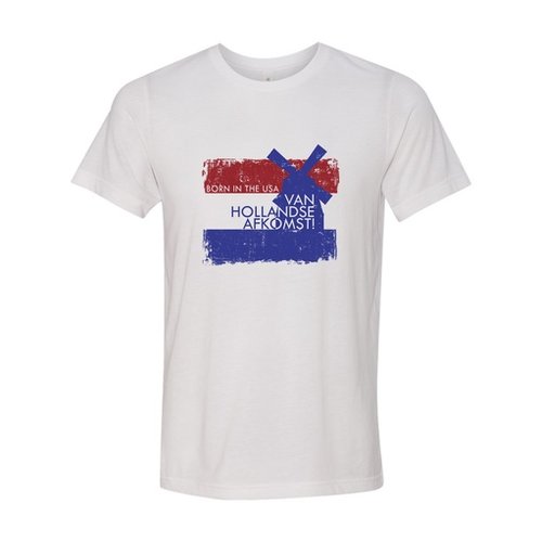 Born in USA with Dutch Descent White T-Shirt Adult-2XL Born in USA with Dutch Descent White T-Shirt Adult-2XL