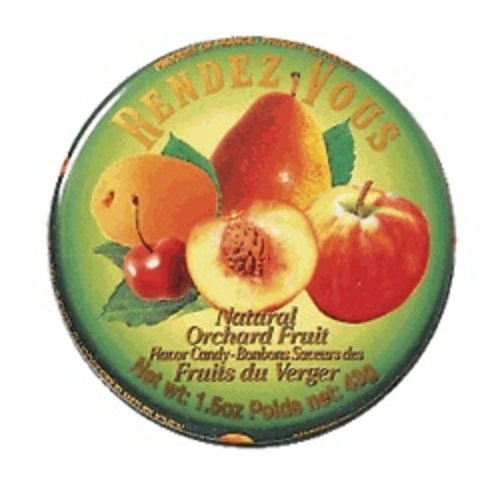 Rendez Vous Rendez Vous Orchard Fruit Candy 1.5oz Tin 12/cs Rendez Vous Rendez Vous Orchard Fruit Candy 1.5oz Tin 12/cs
