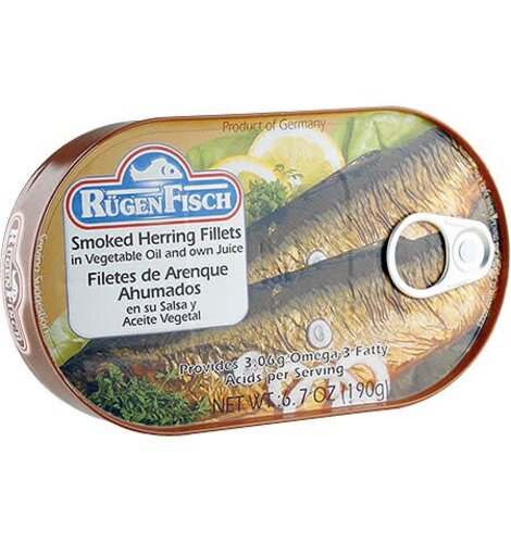 Rugenfisch Smoked Herring Fillet In Oil 6.7 oz Tin