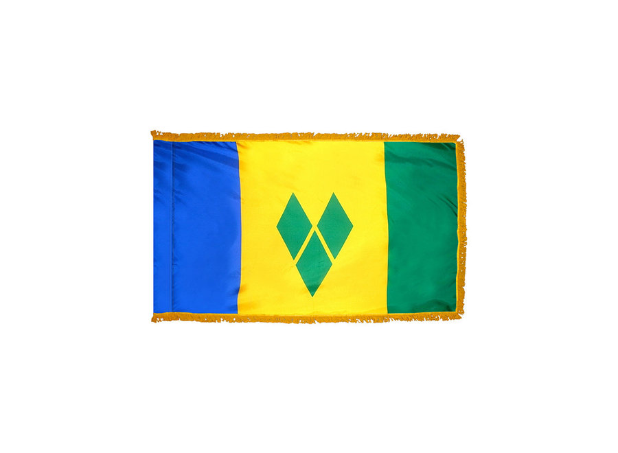 Saint Vincent & the Grenadines Flag with Polesleeve & Fringe