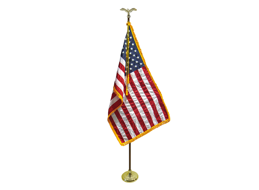 Classic Indoor American Flag Display Set with Oak Pole