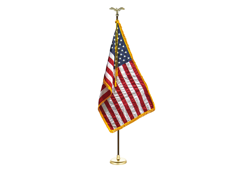 Everyday Indoor American Flag Display Set with Oak Flagpole