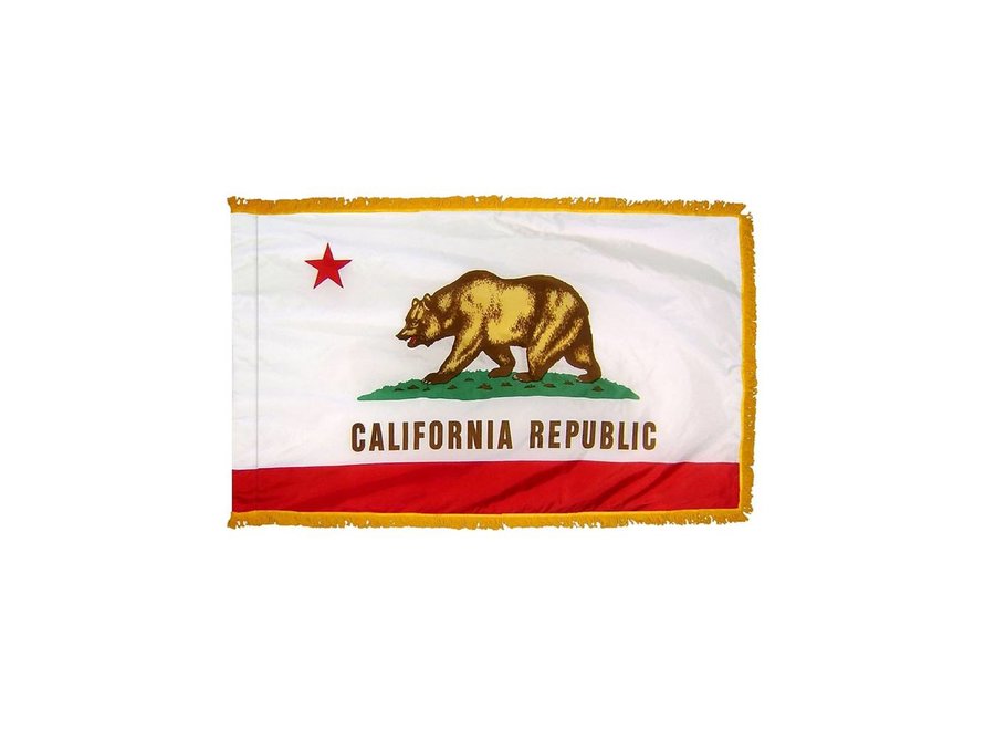 California Flag with Polesleeve & Fringe