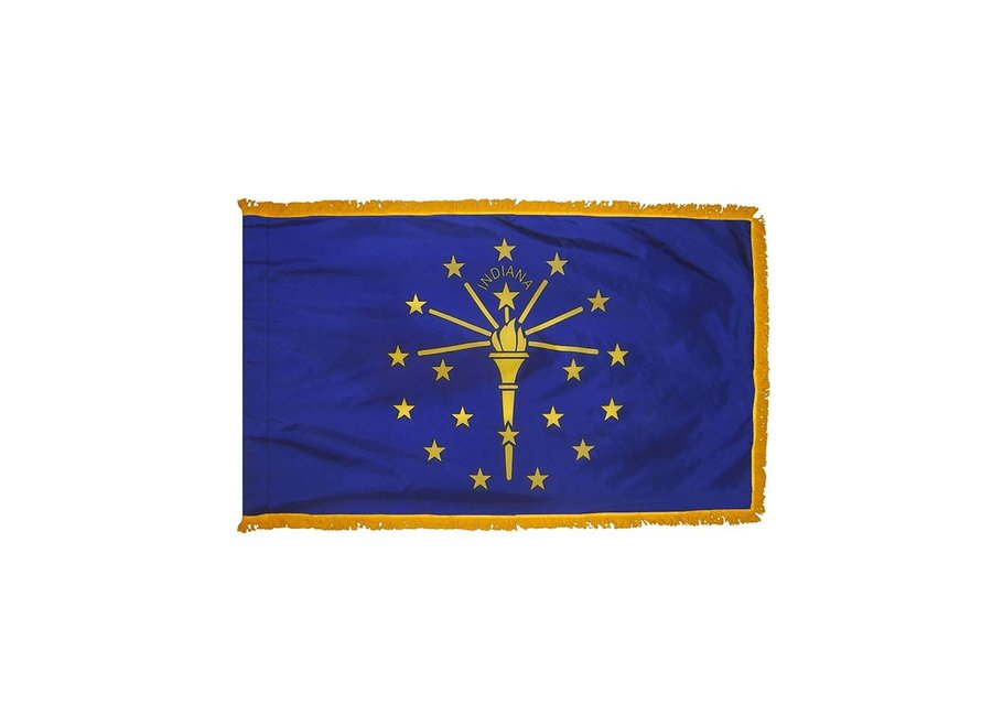 Indiana Flag with Polesleeve & Fringe