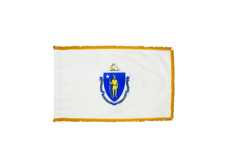 Massachusetts Flag with Polesleeve & Fringe