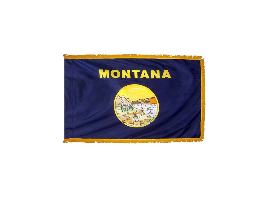 Montana Flag with Polesleeve & Fringe