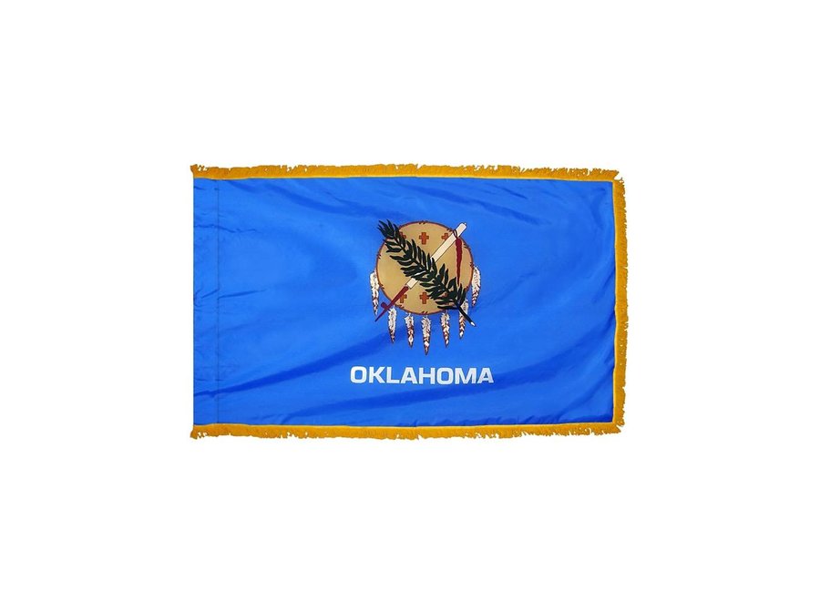 Oklahoma Flag with Polesleeve & Fringe
