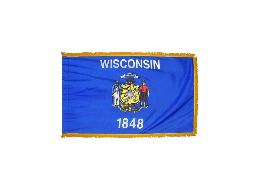Wisconsin Flag with Polesleeve & Fringe