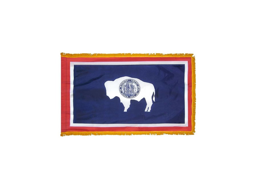 Wyoming Flag with Polesleeve & Fringe