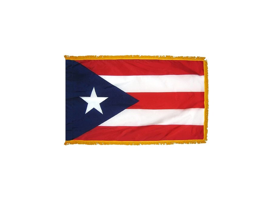Puerto Rico Flag with Polesleeve & Fringe