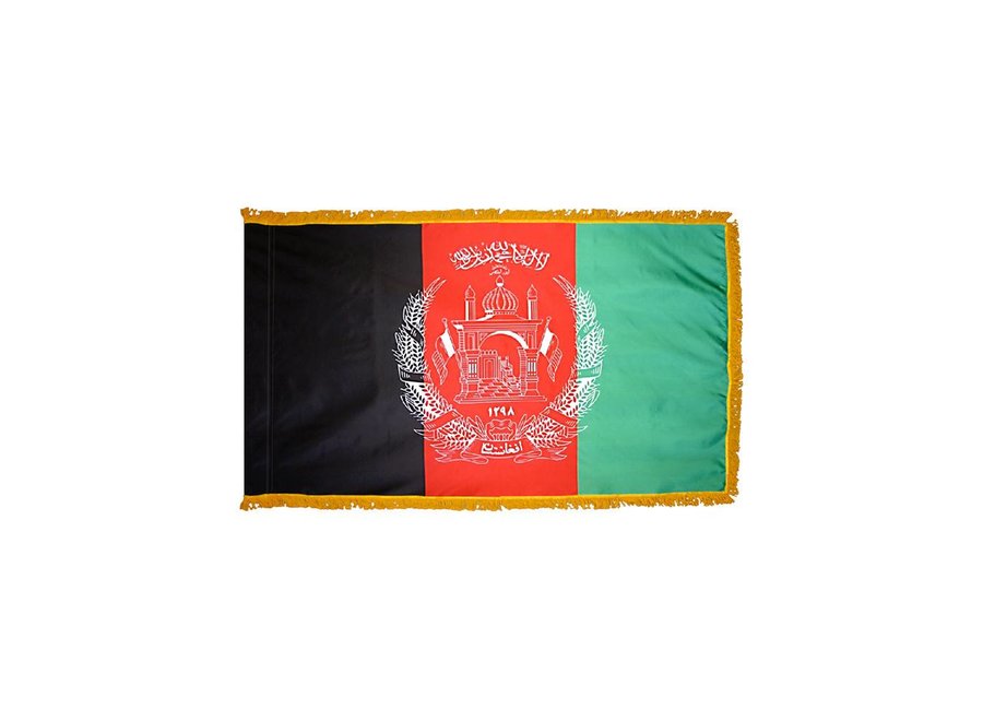 Afghanistan Flag with Polesleeve & Fringe