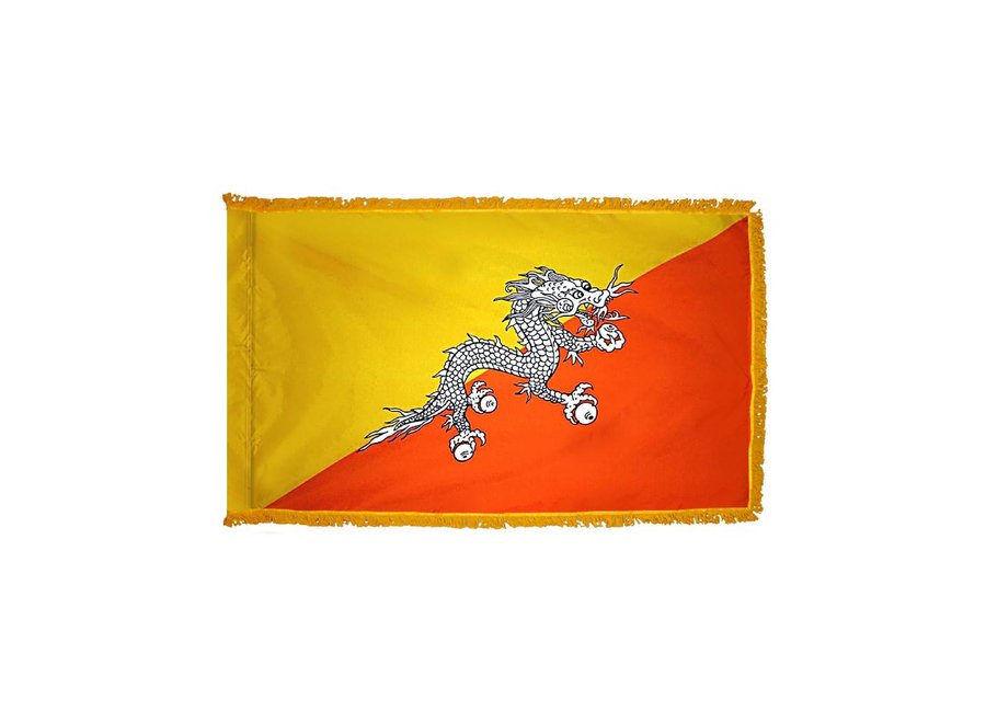 Bhutan Flag with Polesleeve & Fringe