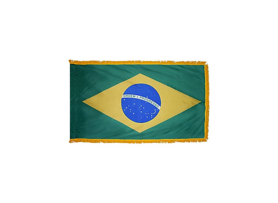 Brazil Flag with Polesleeve & Fringe