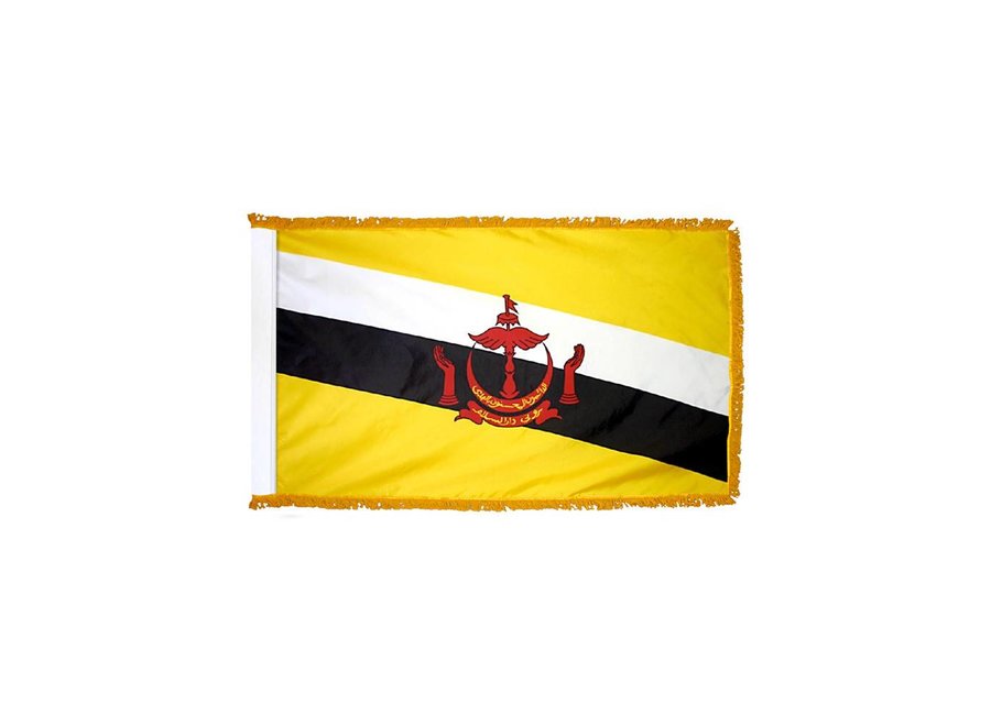 Brunei Flag with Polesleeve & Fringe