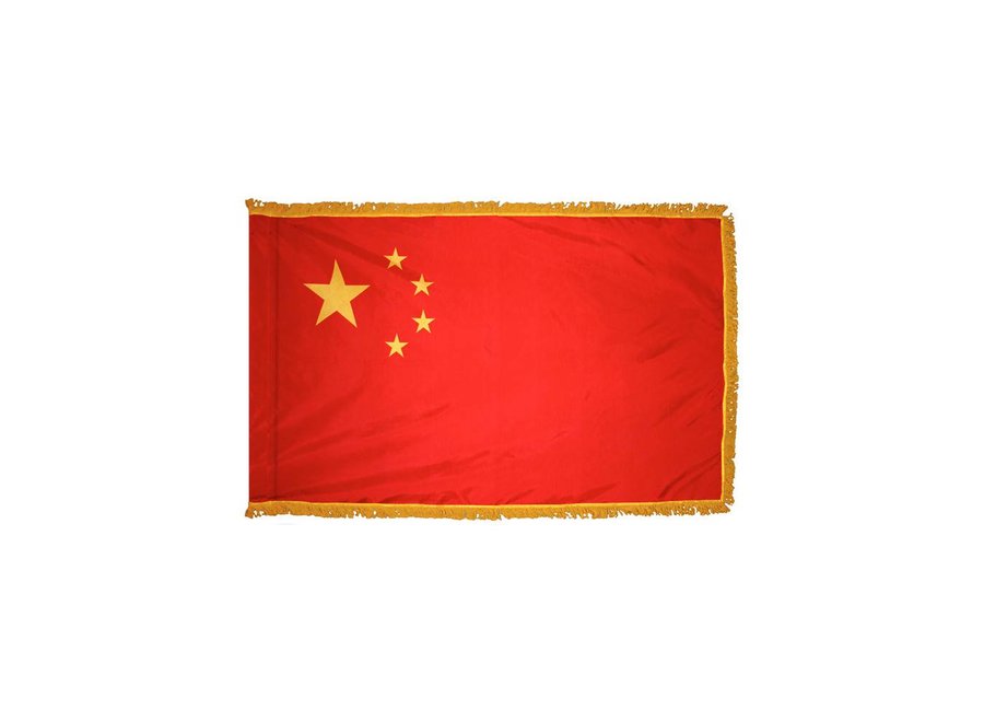 China Flag with Polesleeve & Fringe