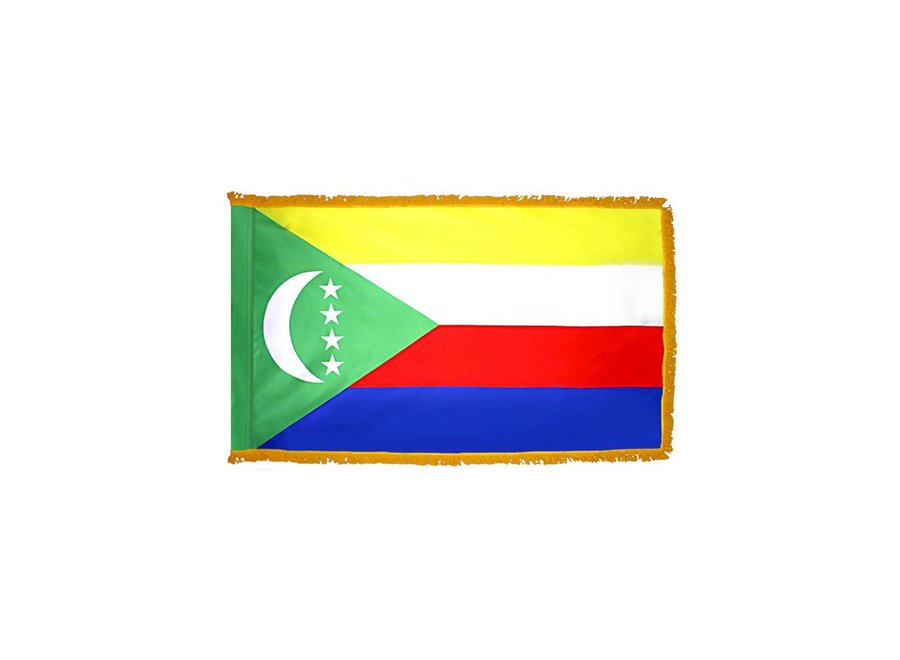 Comoros Flag with Polesleeve & Fringe