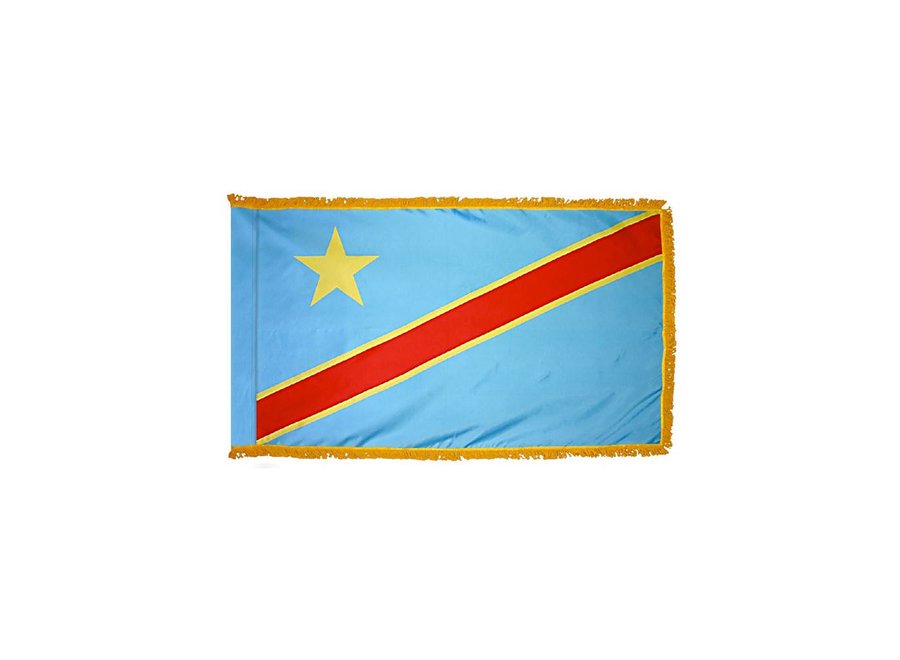 Democratic Republic of the Congo Flag with Polesleeve & Fringe