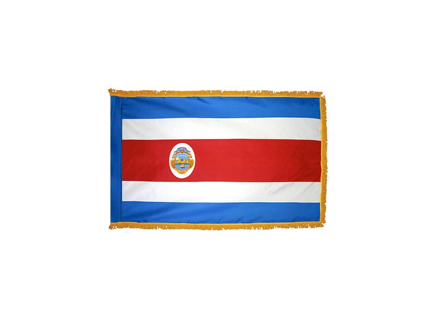 Costa Rica Flag with Polesleeve & Fringe