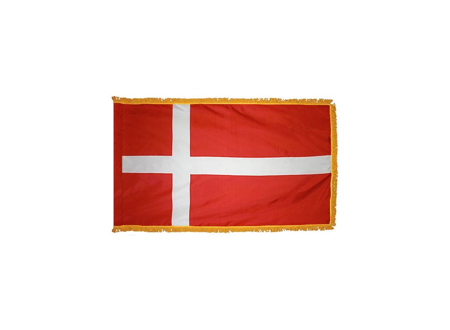 Denmark Flag with Polesleeve & Fringe