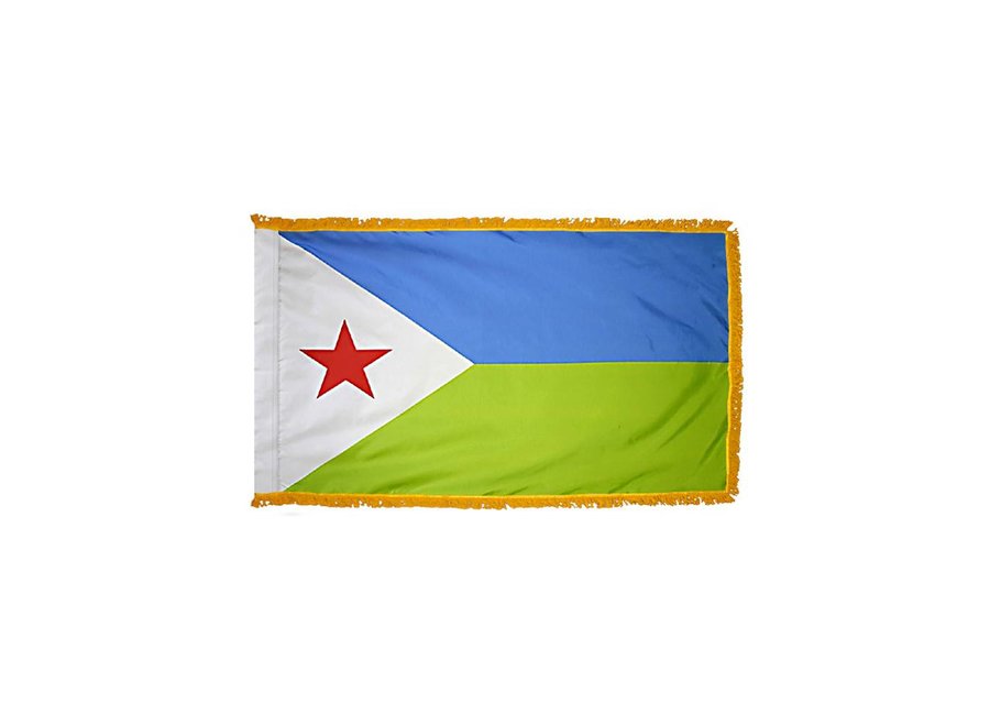 Djibouti Flag with Polesleeve & Fringe