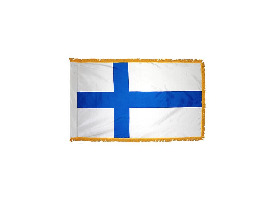 Finland Flag with Polesleeve & Fringe