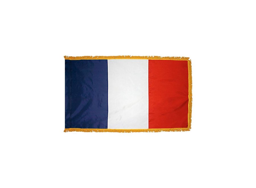 France Flag with Polesleeve & Fringe