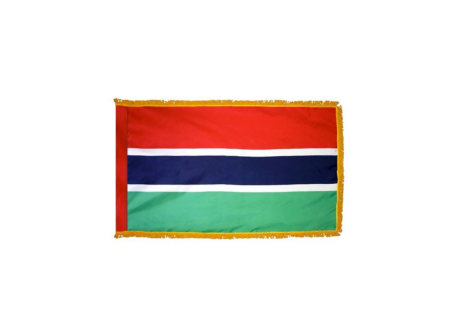 Gambia Flag with Polesleeve & Fringe