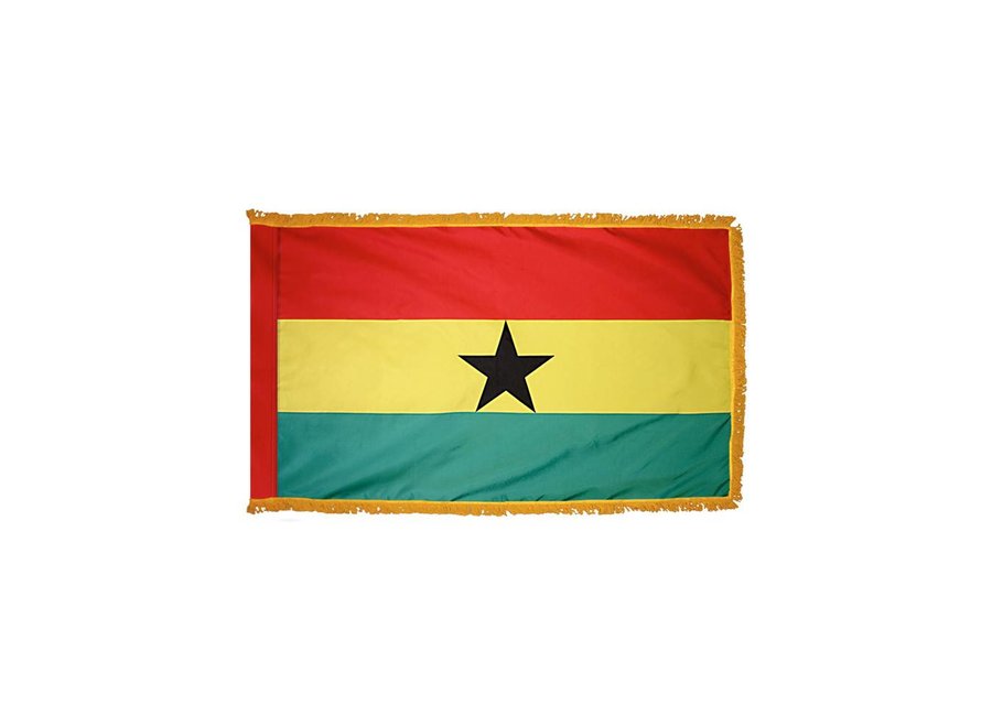 Ghana Flag with Polesleeve & Fringe