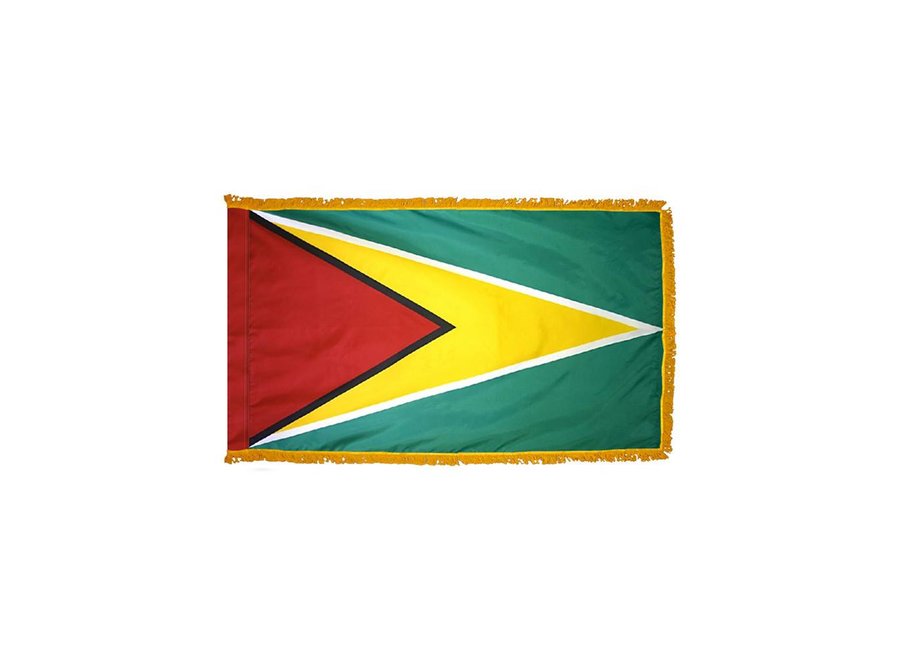 Guyana Flag with Polesleeve & Fringe