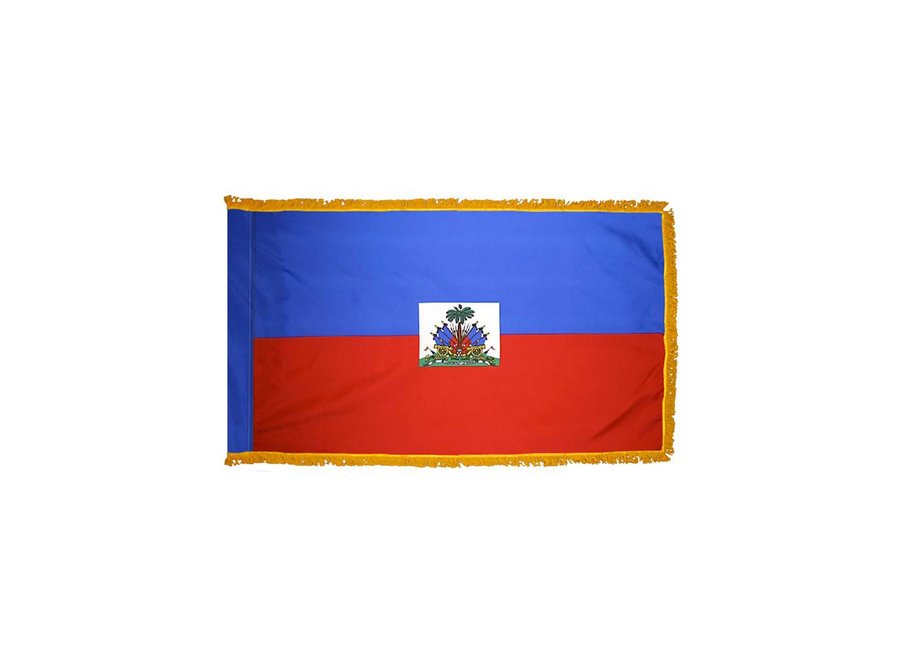 Haiti Flag with Polesleeve & Fringe