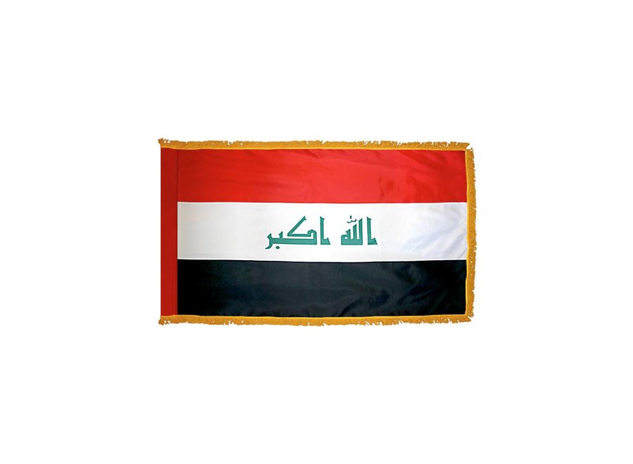 Iraq Flag with Polesleeve & Fringe