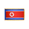 North Korea Flag with Polesleeve & Fringe