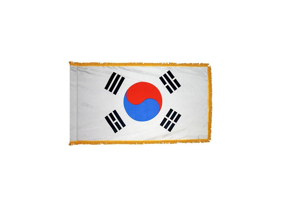 South Korea Flag with Polesleeve & Fringe