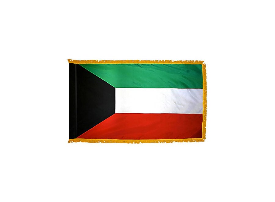 Kuwait Flag with Polesleeve & Fringe
