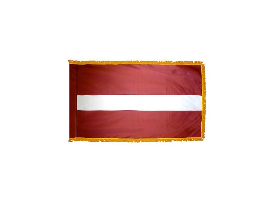 Latvia Flag with Polesleeve & Fringe