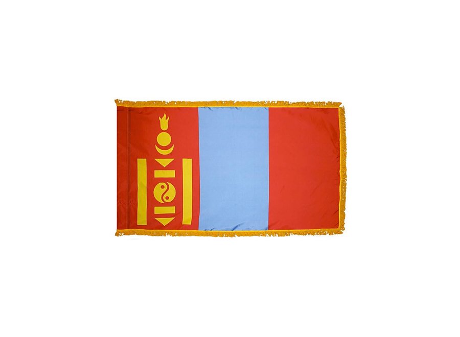 Mongolia Flag with Polesleeve & Fringe