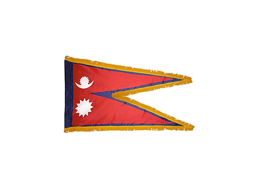 Nepal Flag with Polesleeve & Fringe