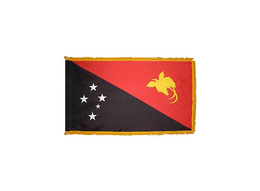 Papua New Guinea Flag with Polesleeve & Fringe