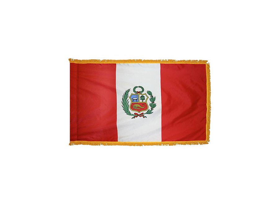 Peru Flag with Polesleeve & Fringe