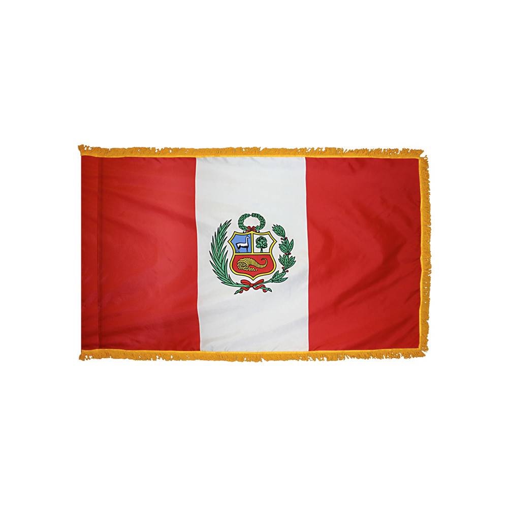 Peru Flag with Polesleeve & Fringe