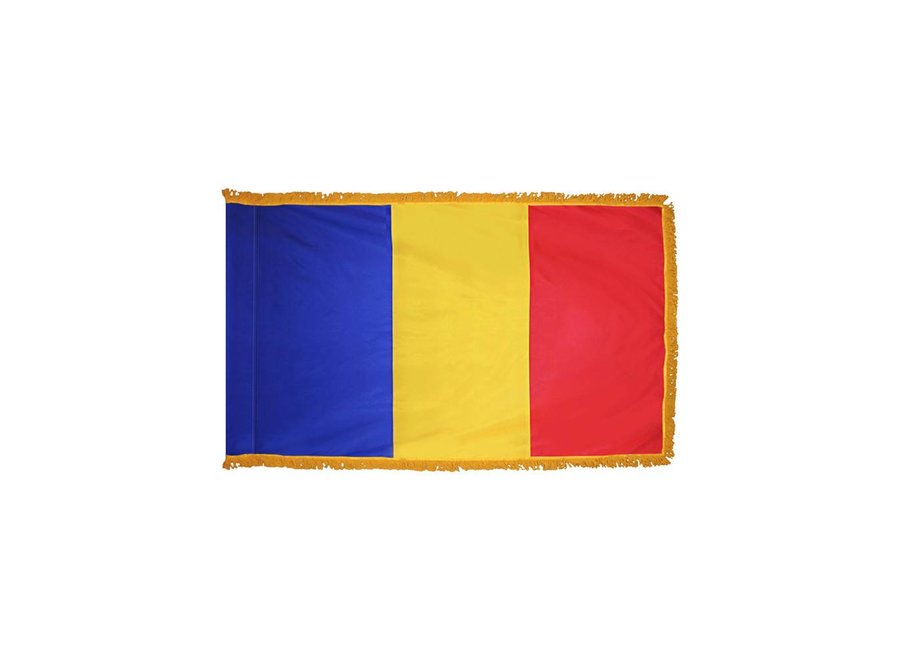 Romania Flag with Polesleeve & Fringe
